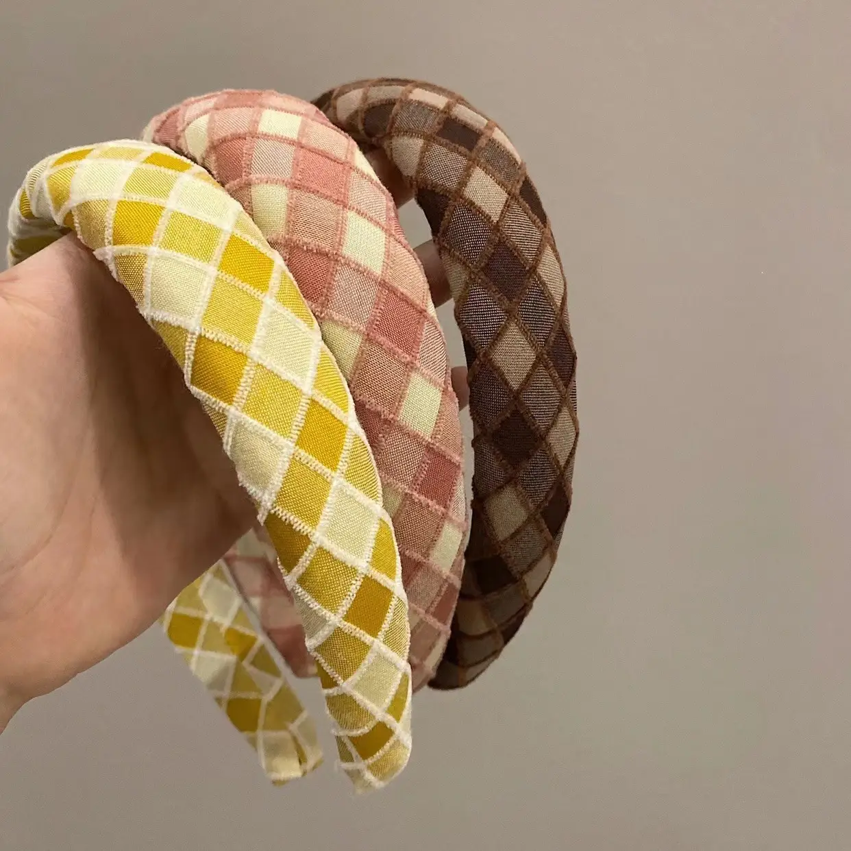 2023 Plaid Cranial Headband for Women Wide Brim - Image 7