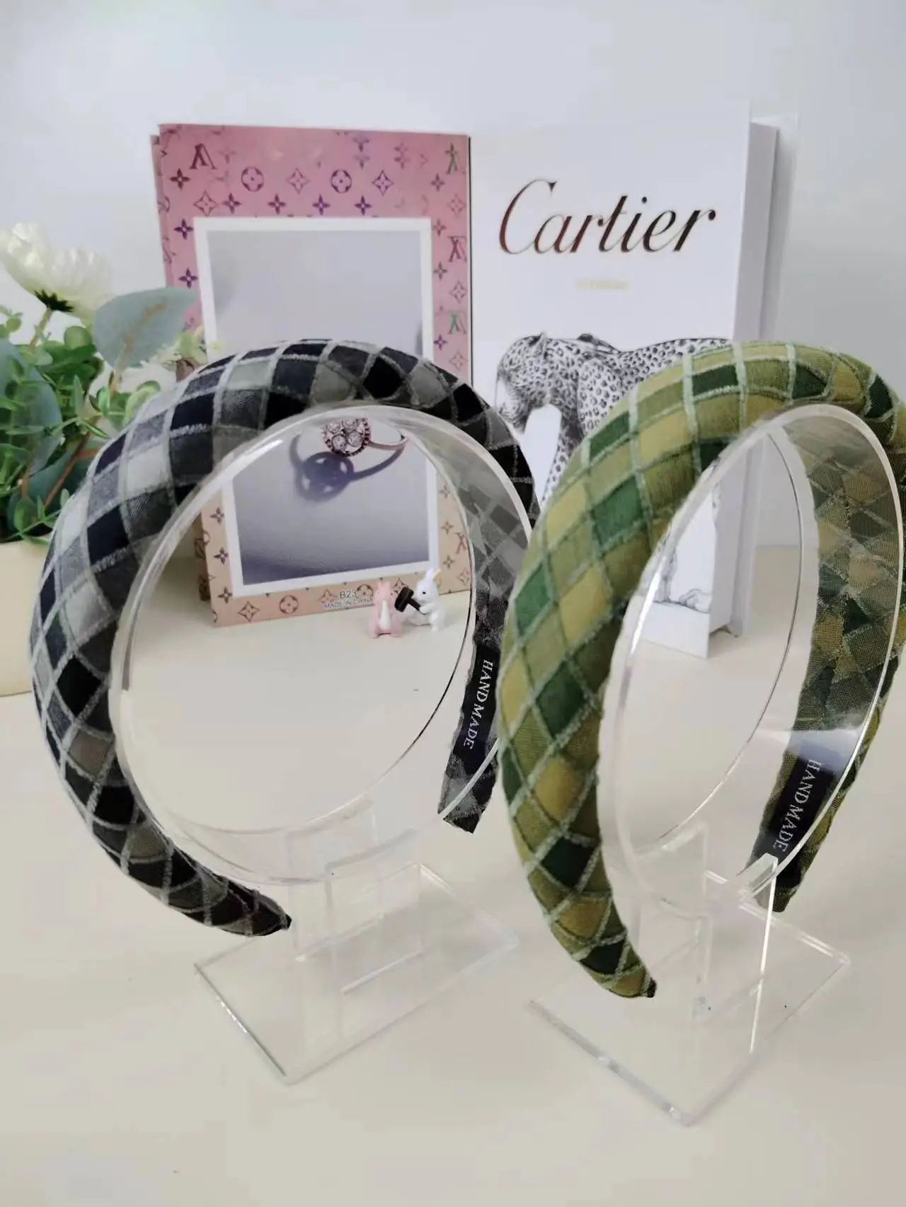 2023 Plaid Cranial Headband for Women Wide Brim - Image 5