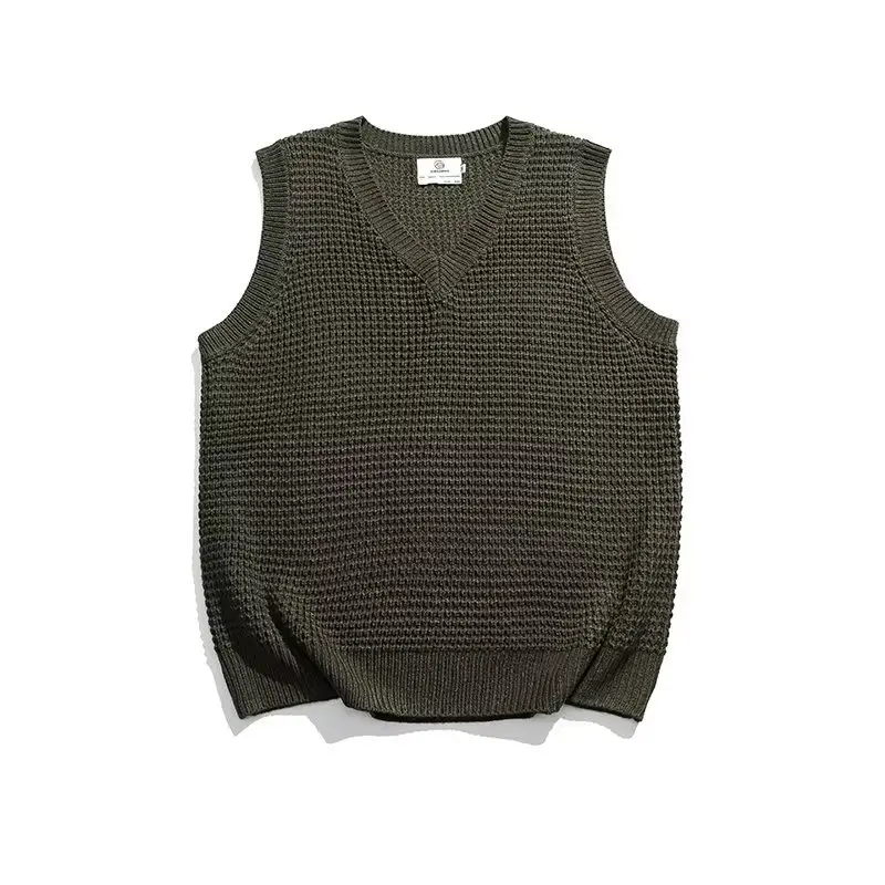 Men V-neck Knitted Vest Solid Color Couple Wear