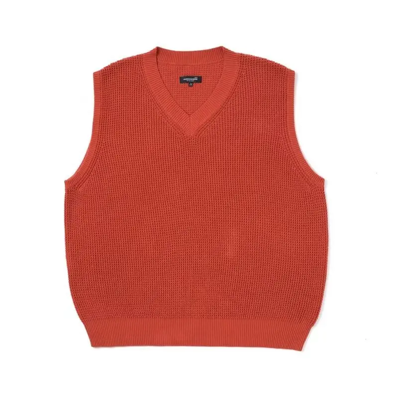 Men V-neck Knitted Vest Solid Color Couple Wear — feature 16
