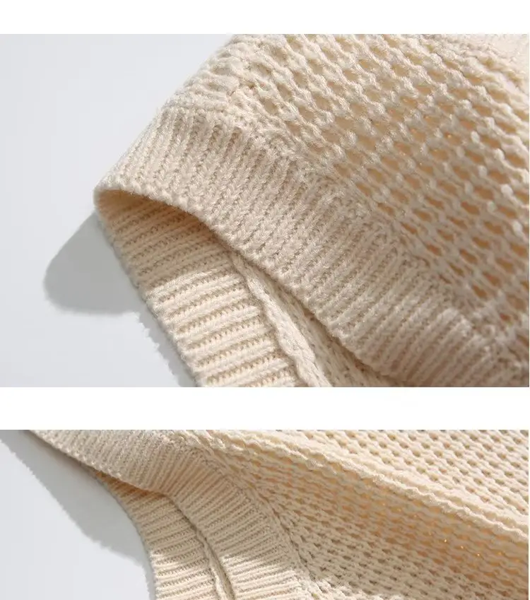 Men V-neck Knitted Vest Solid Color Couple Wear — feature 4