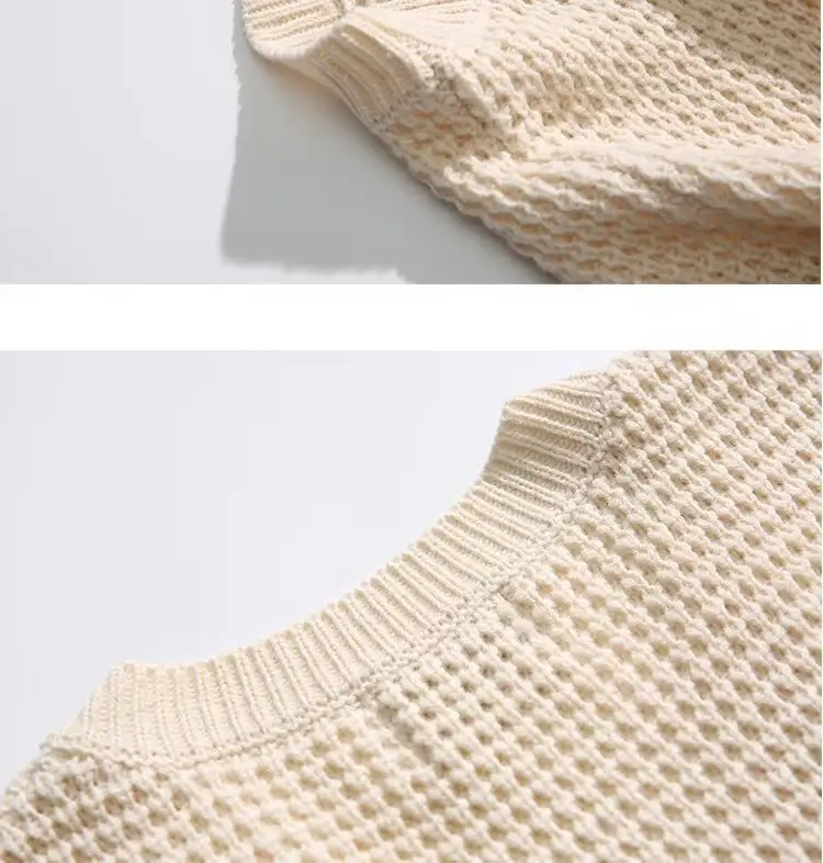 Men V-neck Knitted Vest Solid Color Couple Wear — feature 5