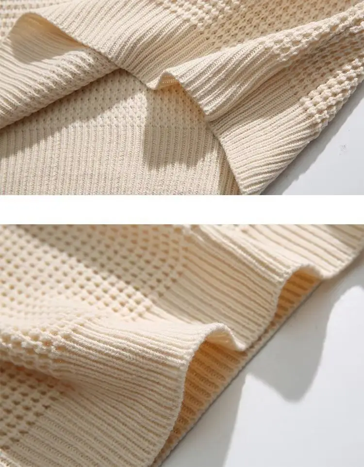 Men V-neck Knitted Vest Solid Color Couple Wear — feature 7