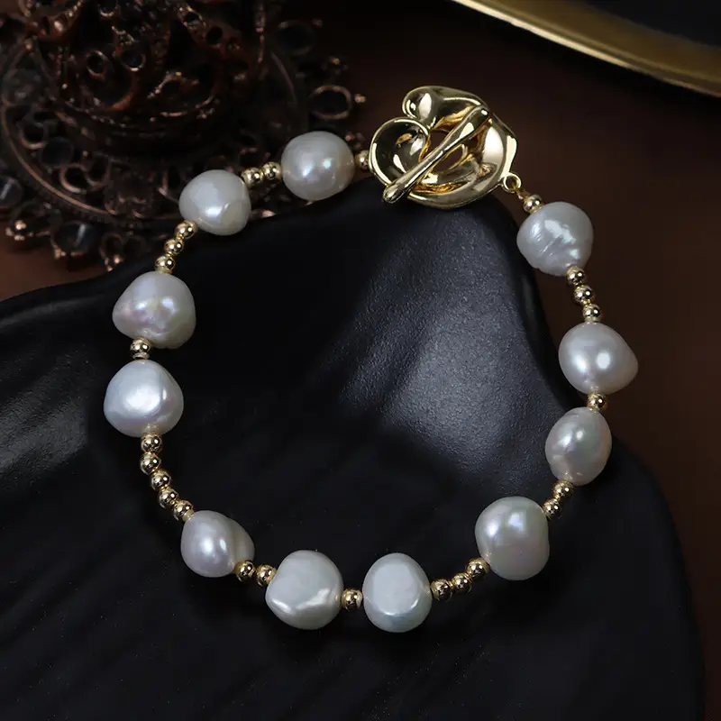 Women's Pearl Bracelet with Gold Clasp