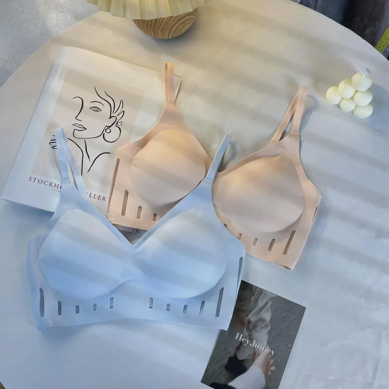 Japanese Seamless Women's Underwear Soft Support Gathered Wireless Bra Thin Fixed Cup - Image 8