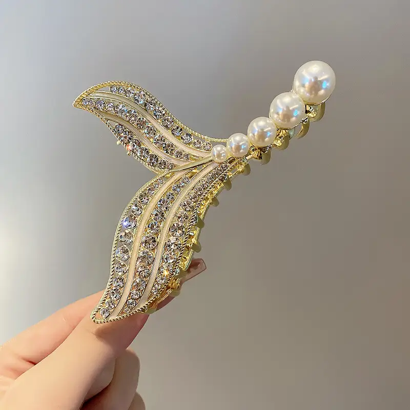 Antique Pearl Fish Tail Hairpin Clip