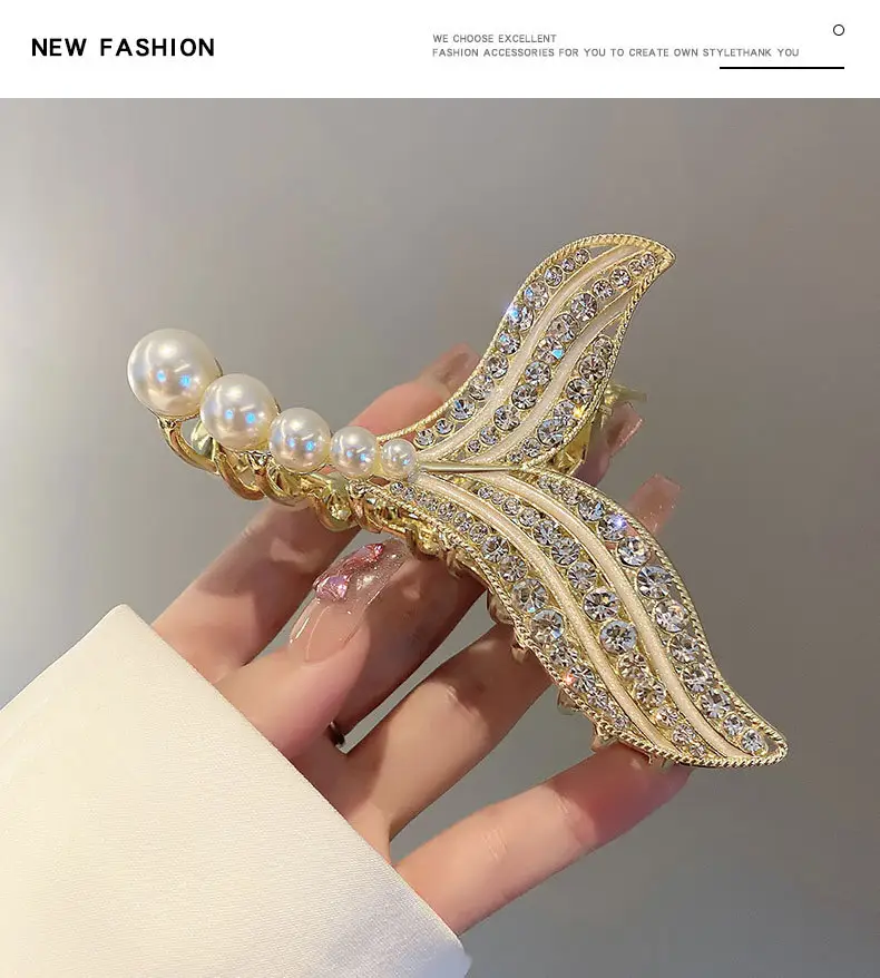 Antique Pearl Fish Tail Hairpin Clip — feature 5