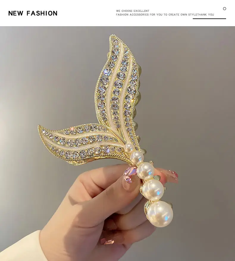Antique Pearl Fish Tail Hairpin Clip — feature 7