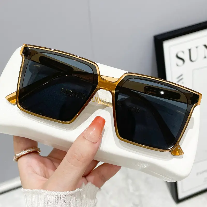 Super Large Box Sunglasses Women Korean Style Black - Image 9