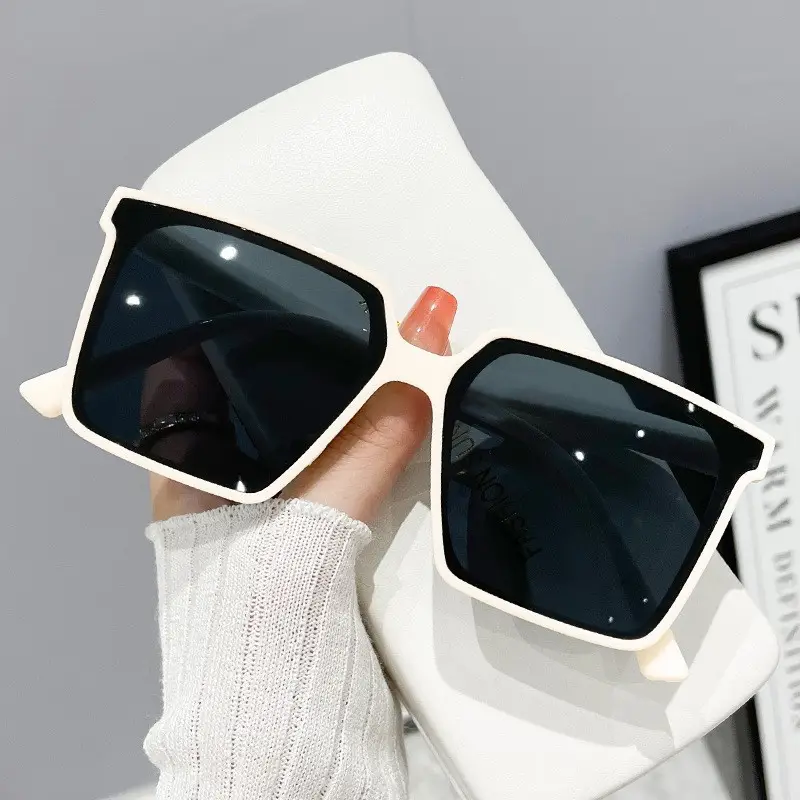 Super Large Box Sunglasses Women Korean Style Black - Image 5