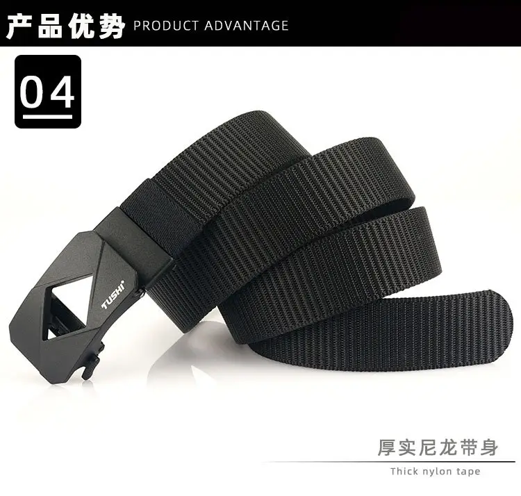Red Canvas Automatic Buckle Belt for Men β feature 10