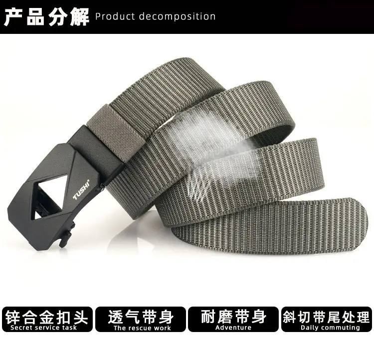 Red Canvas Automatic Buckle Belt for Men β feature 11
