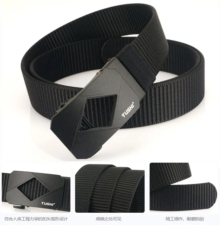 Red Canvas Automatic Buckle Belt for Men β feature 14