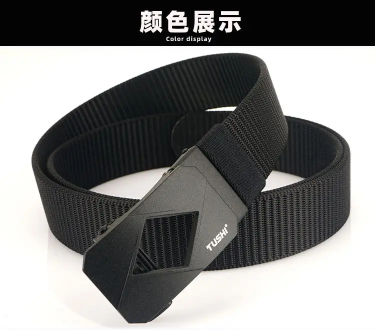Red Canvas Automatic Buckle Belt for Men β feature 17