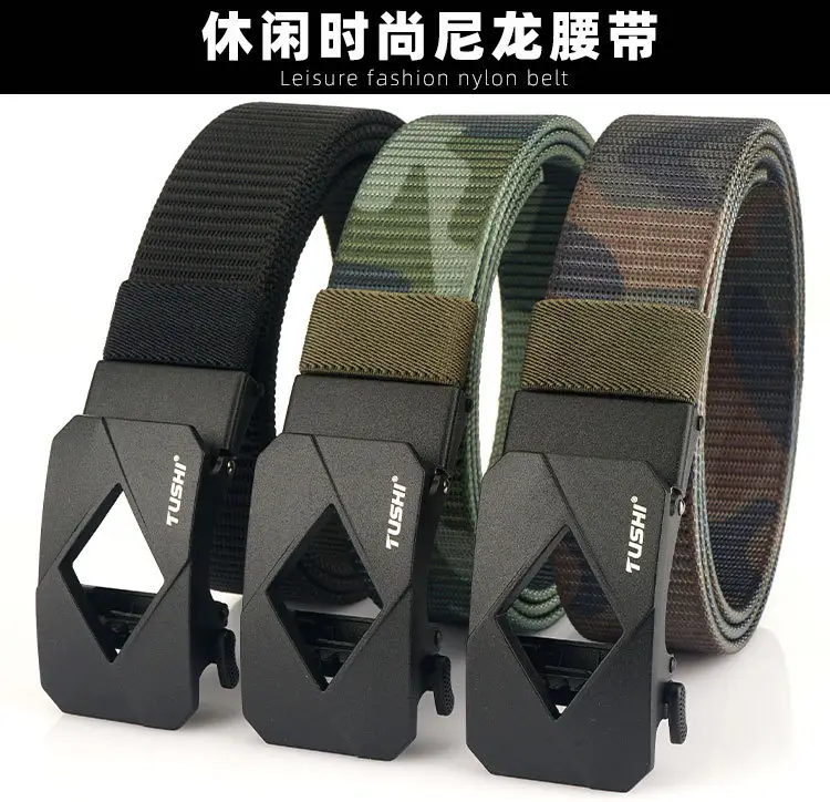Red Canvas Automatic Buckle Belt for Men β feature 2