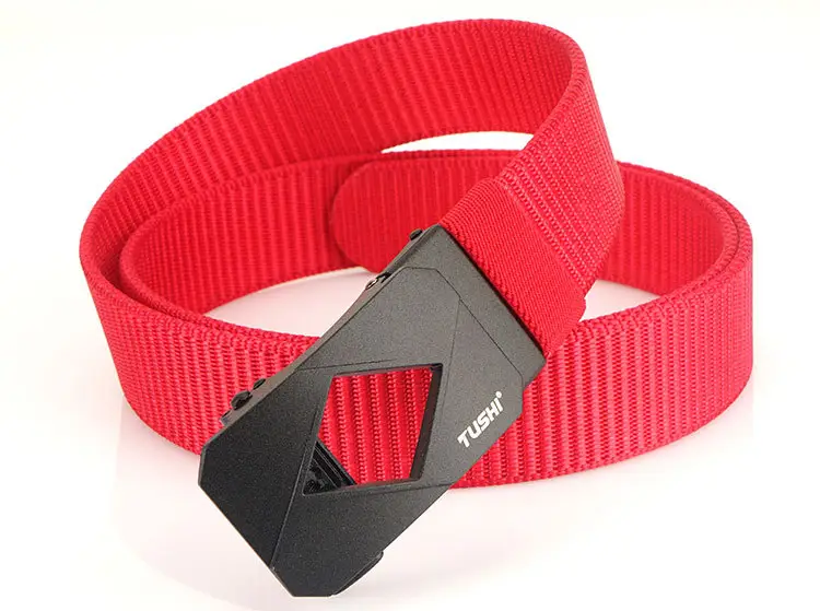 Red Canvas Automatic Buckle Belt for Men β feature 26