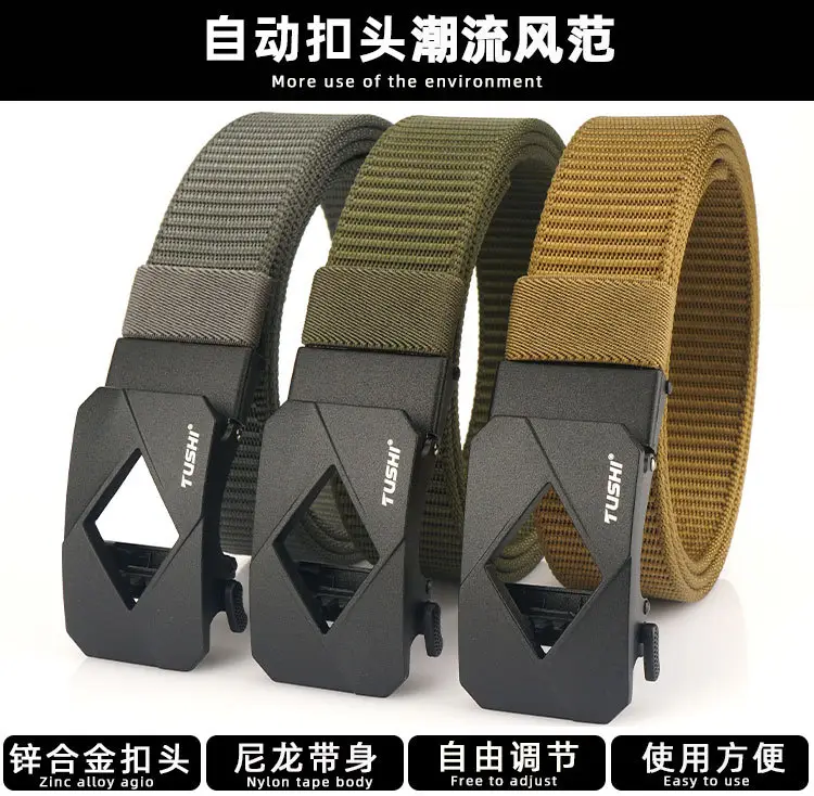 Red Canvas Automatic Buckle Belt for Men β feature 3