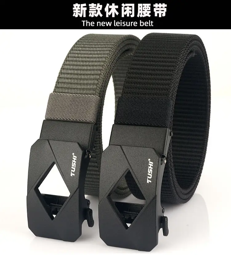 Red Canvas Automatic Buckle Belt for Men β feature 6