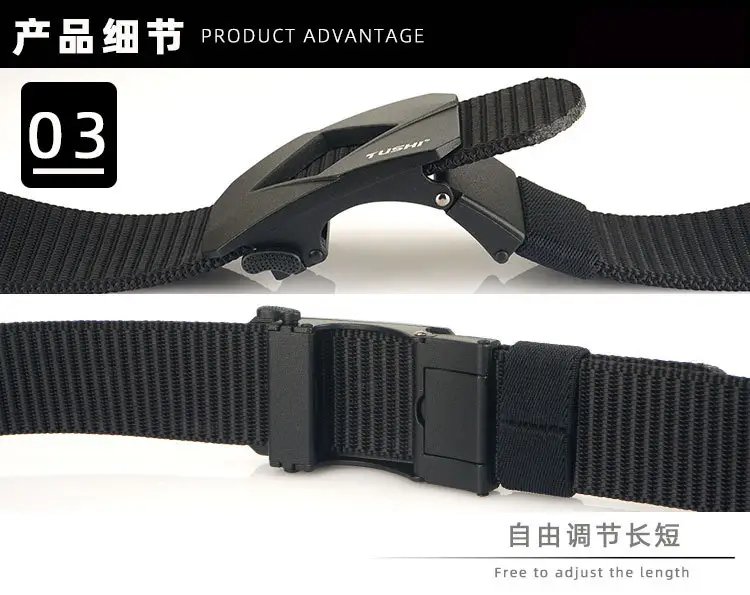 Red Canvas Automatic Buckle Belt for Men β feature 9