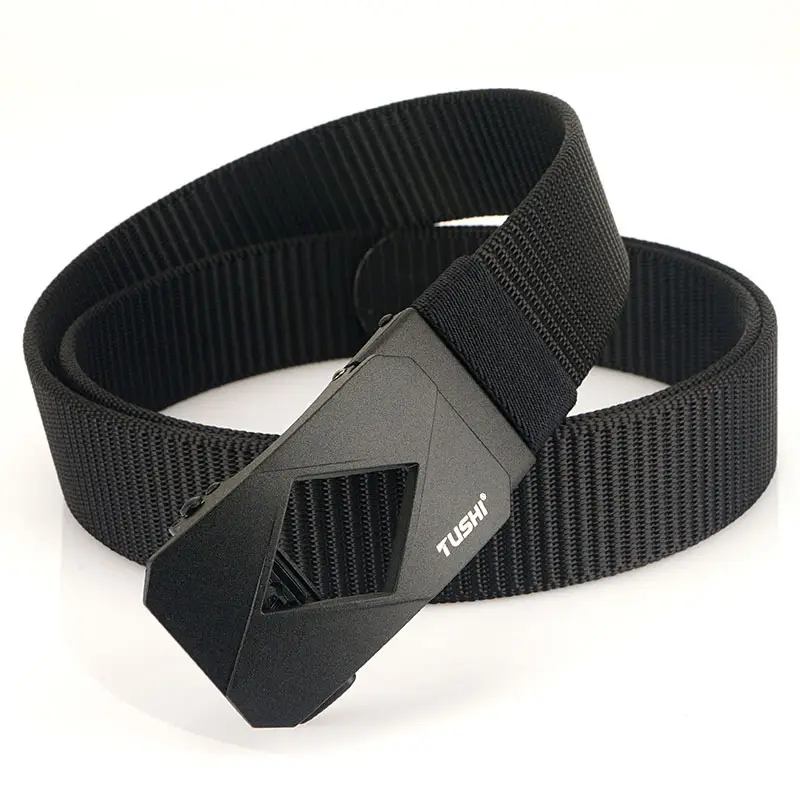 Red Canvas Automatic Buckle Belt for Men