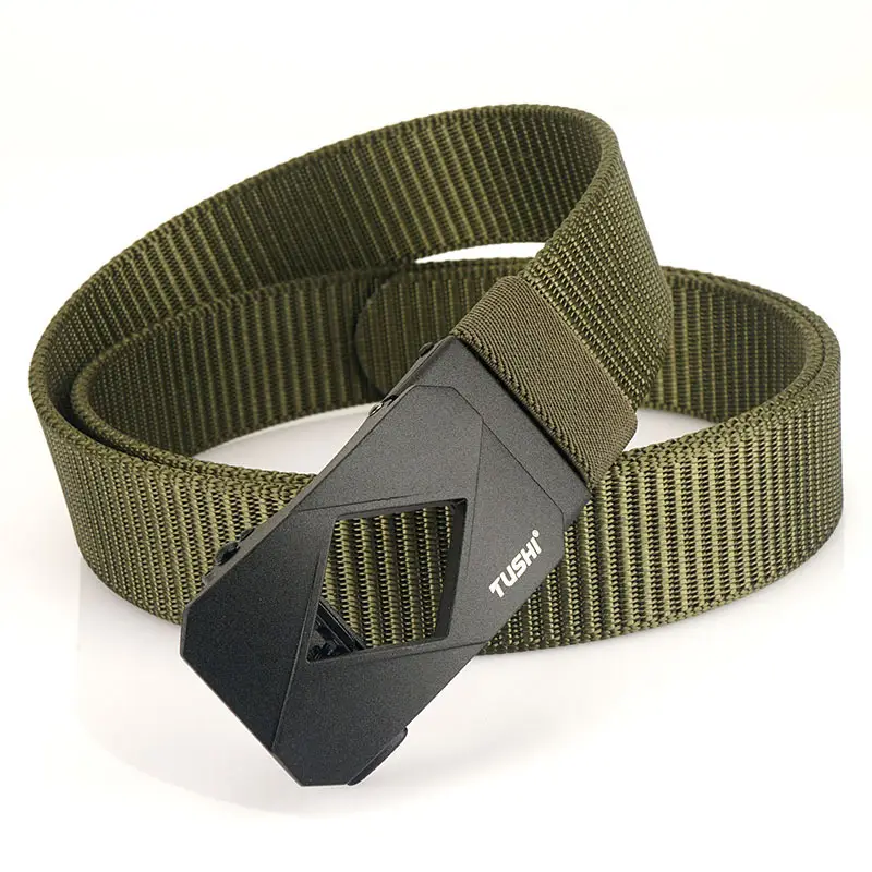 Red Canvas Automatic Buckle Belt for Men - Image 2