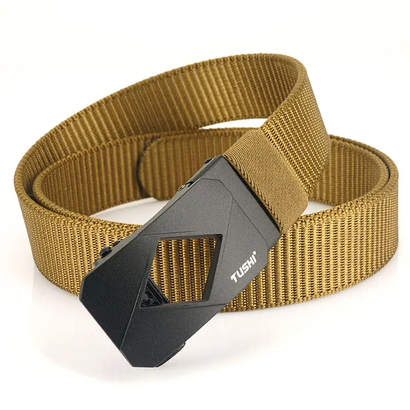 Red Canvas Automatic Buckle Belt for Men - Image 3