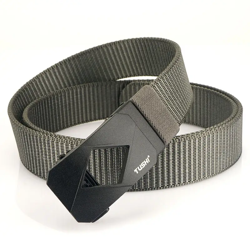 Red Canvas Automatic Buckle Belt for Men - Image 5