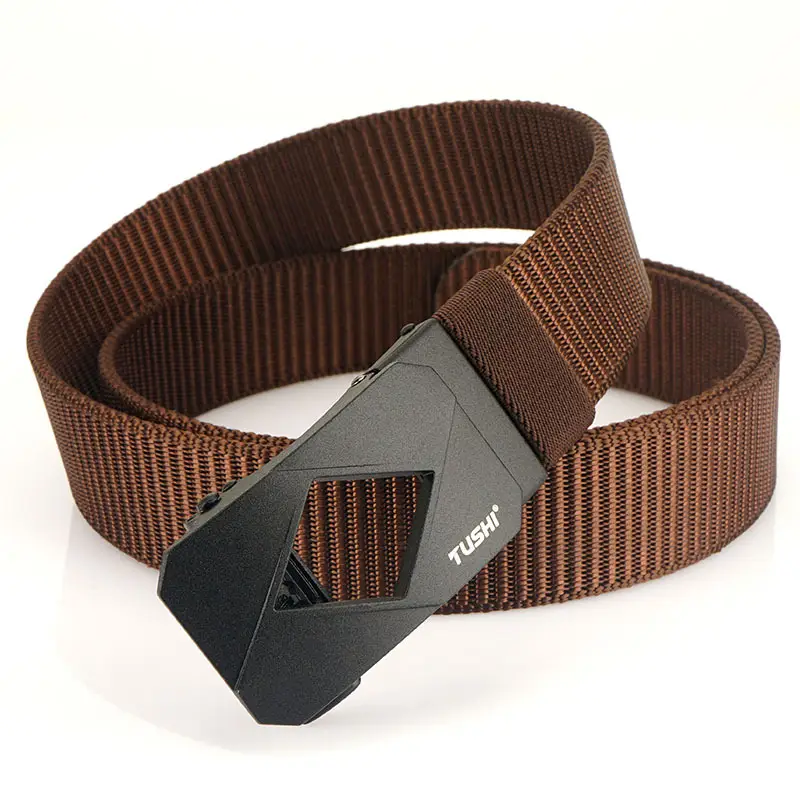 Red Canvas Automatic Buckle Belt for Men - Image 6