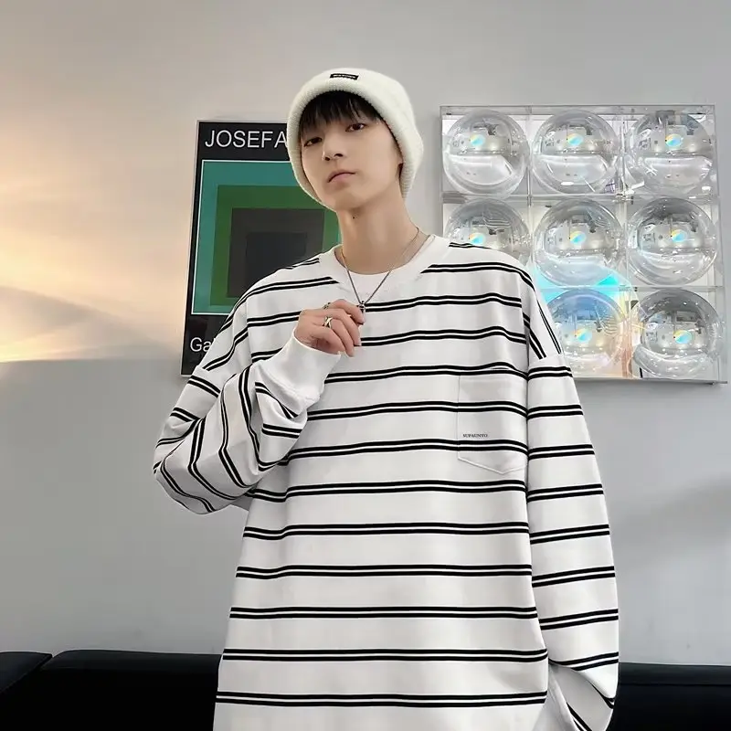 Vintage Striped Long Sleeve T-Shirt for Men — feature 20