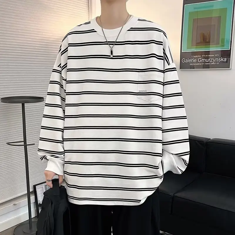 Vintage Striped Long Sleeve T-Shirt for Men — feature 21