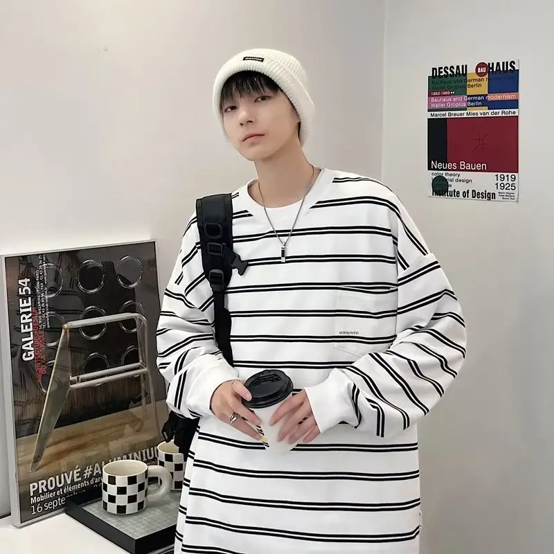 Vintage Striped Long Sleeve T-Shirt for Men — feature 23