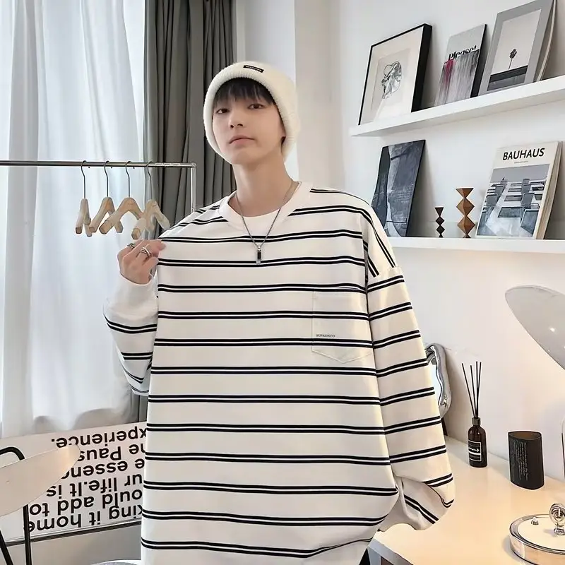 Vintage Striped Long Sleeve T-Shirt for Men — feature 25