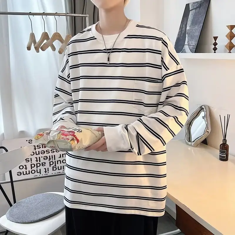 Vintage Striped Long Sleeve T-Shirt for Men — feature 28