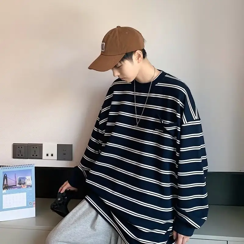 Vintage Striped Long Sleeve T-Shirt for Men — feature 31