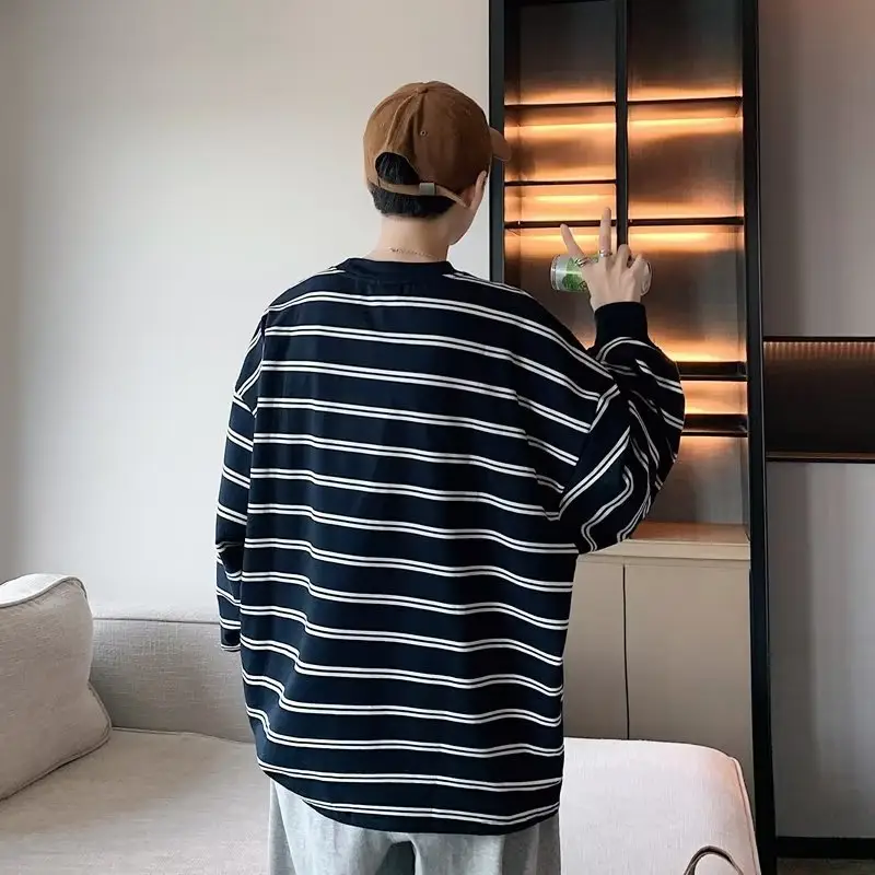 Vintage Striped Long Sleeve T-Shirt for Men — feature 32