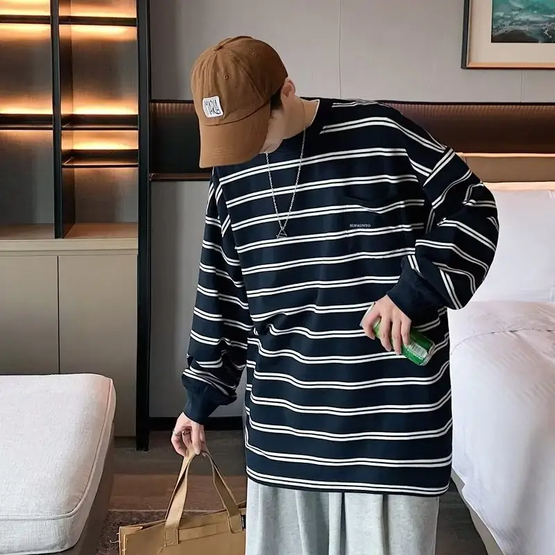 Vintage Striped Long Sleeve T-Shirt for Men — feature 33