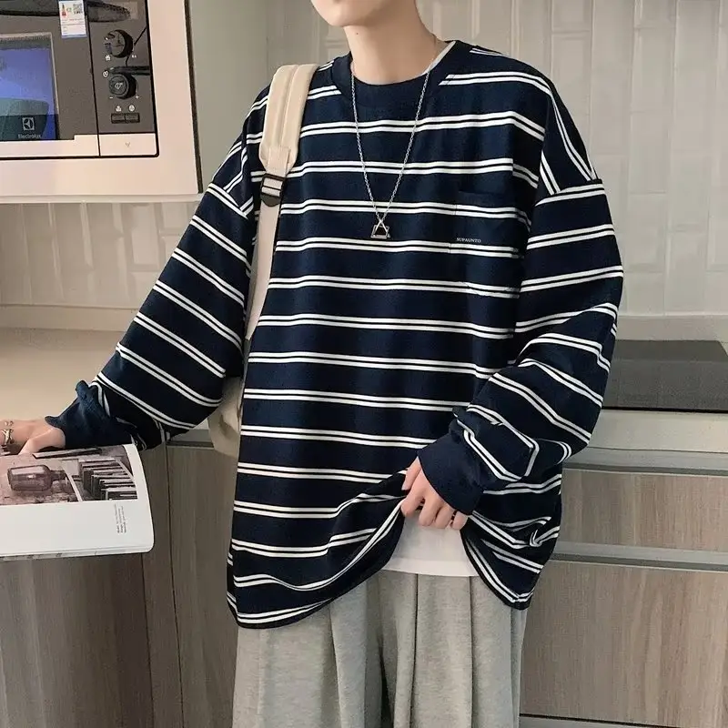 Vintage Striped Long Sleeve T-Shirt for Men — feature 36