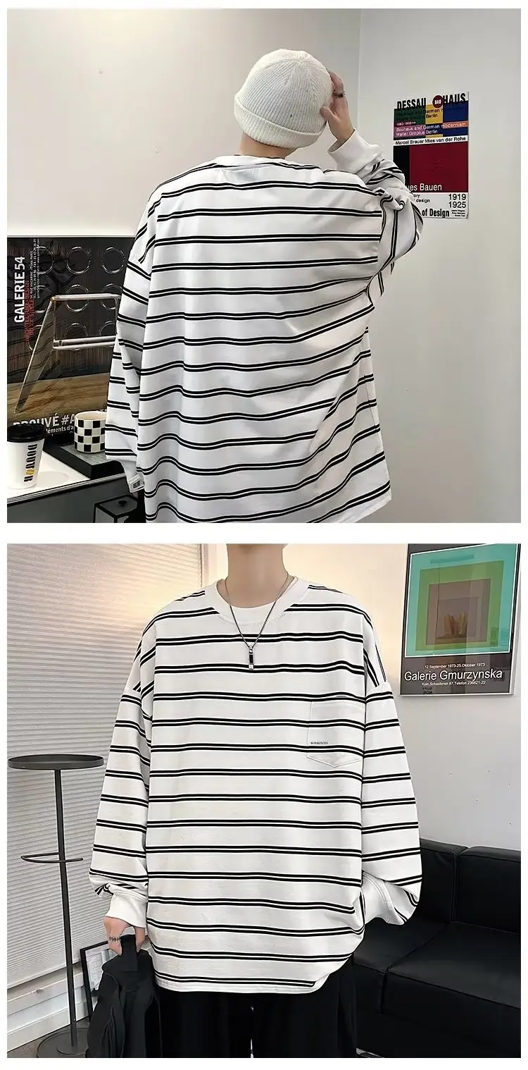 Vintage Striped Long Sleeve T-Shirt for Men — feature 40