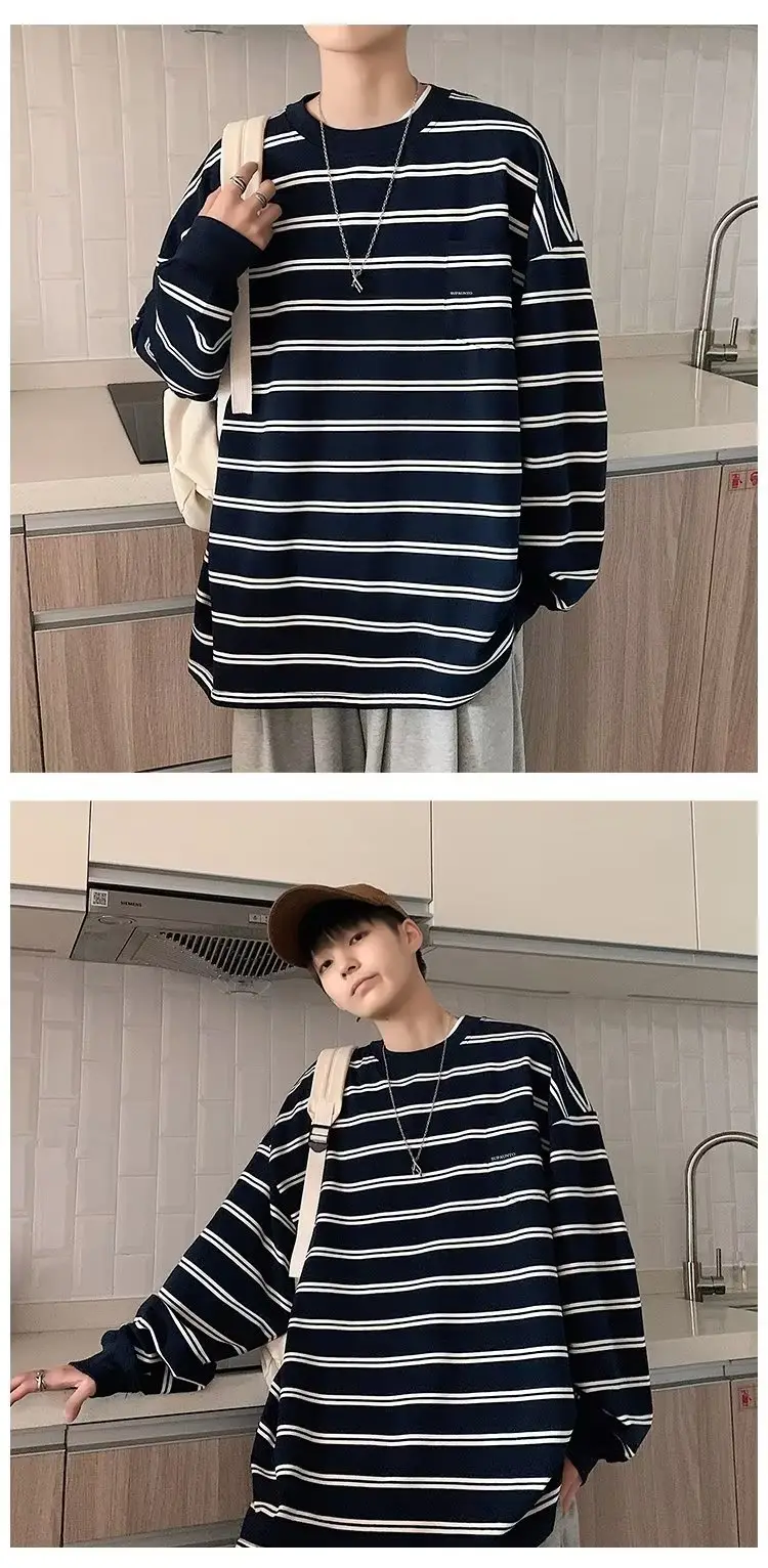 Vintage Striped Long Sleeve T-Shirt for Men — feature 46