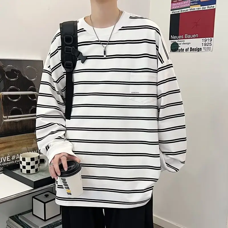 Vintage Striped Long Sleeve T-Shirt for Men - Image 2