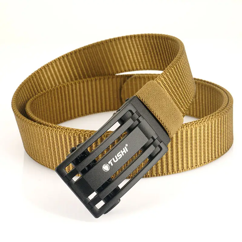 Men's Gold Nylon Belt with Automatic Buckle - Image 3