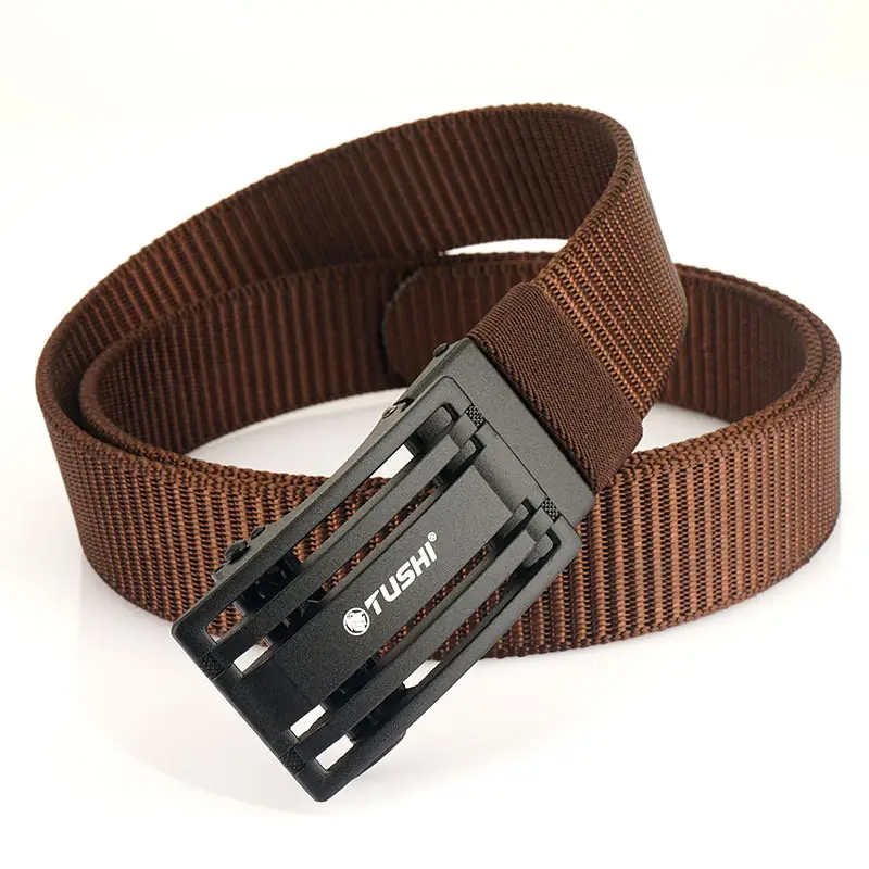 Men's Gold Nylon Belt with Automatic Buckle - Image 6