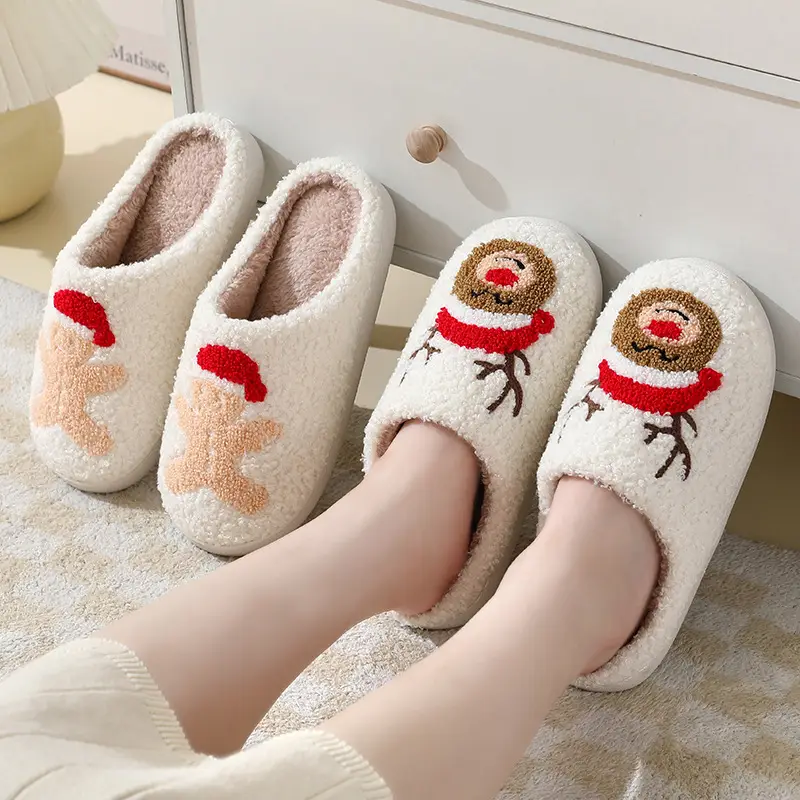New comfortable home cute cartoon Santa Claus Winter cotton slippers men and women couple warm cotton slippers