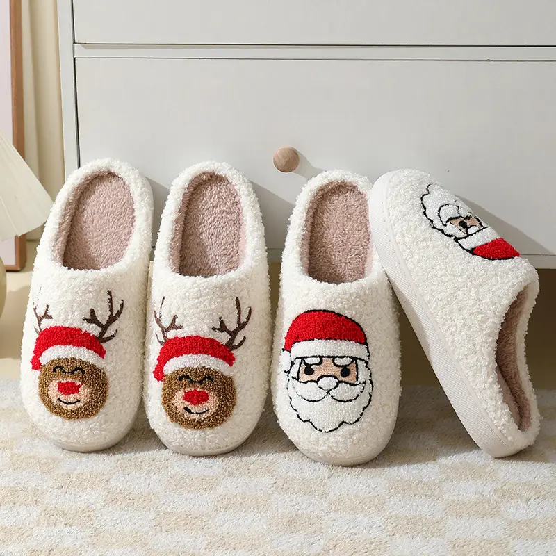 New comfortable home cute cartoon Santa Claus Winter cotton slippers men and women couple warm cotton slippers