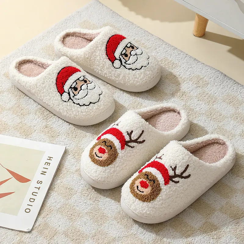 New comfortable home cute cartoon Santa Claus Winter cotton slippers men and women couple warm cotton slippers
