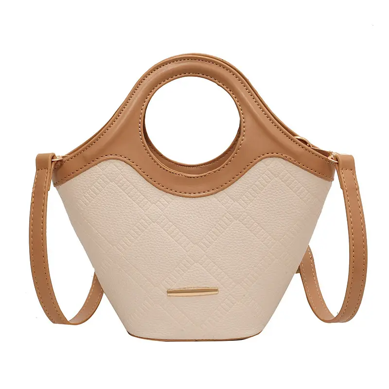 Trendy Women's Brown Croc Texture Shoulder Crossbody Bag