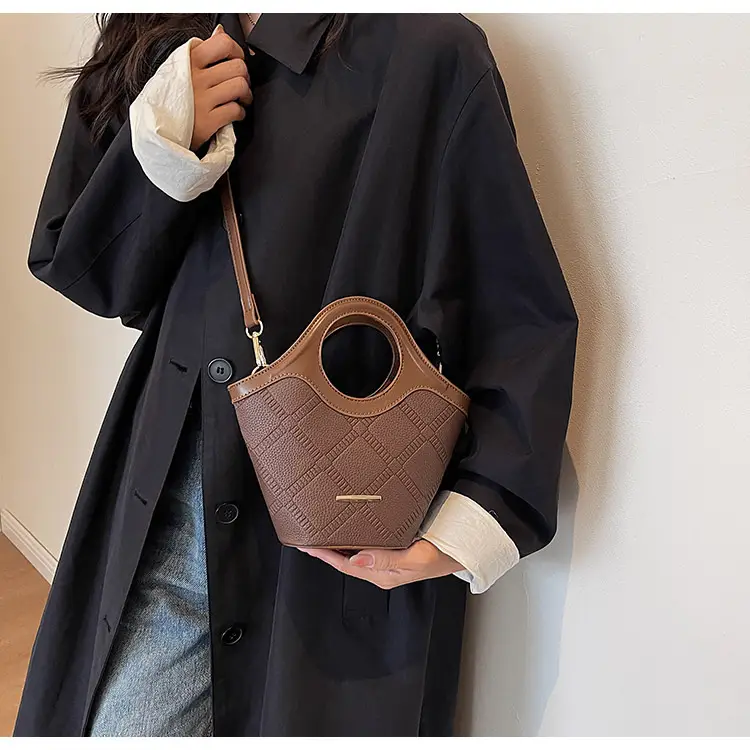 Trendy Women's Brown Croc Texture Shoulder Crossbody Bag — feature 27