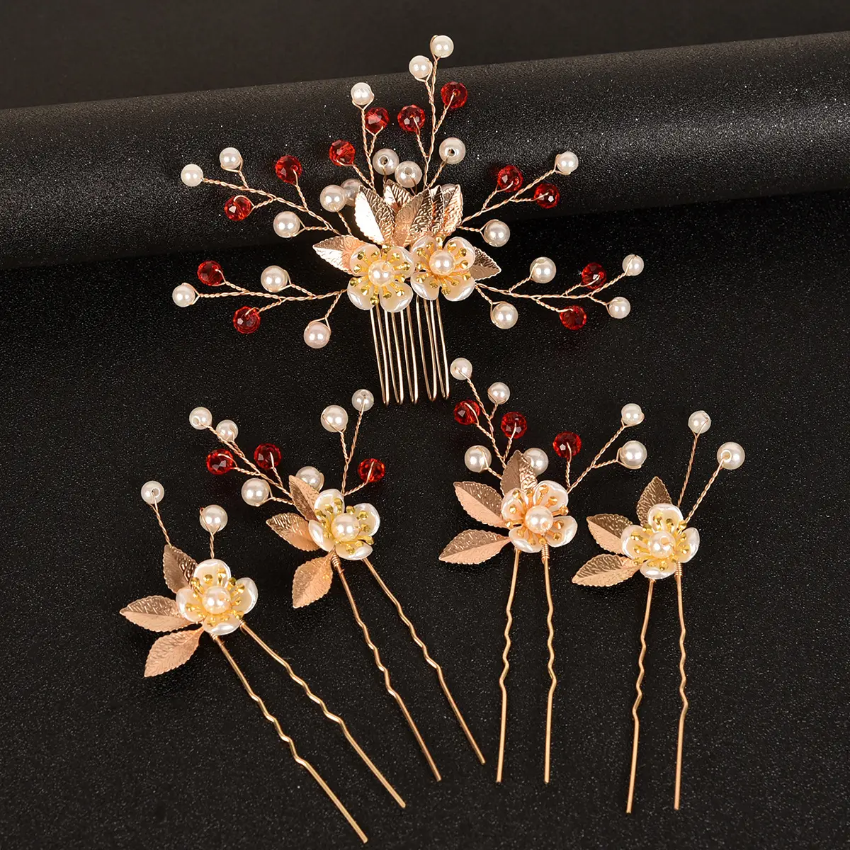 Gold leaf red crystal 5 a group