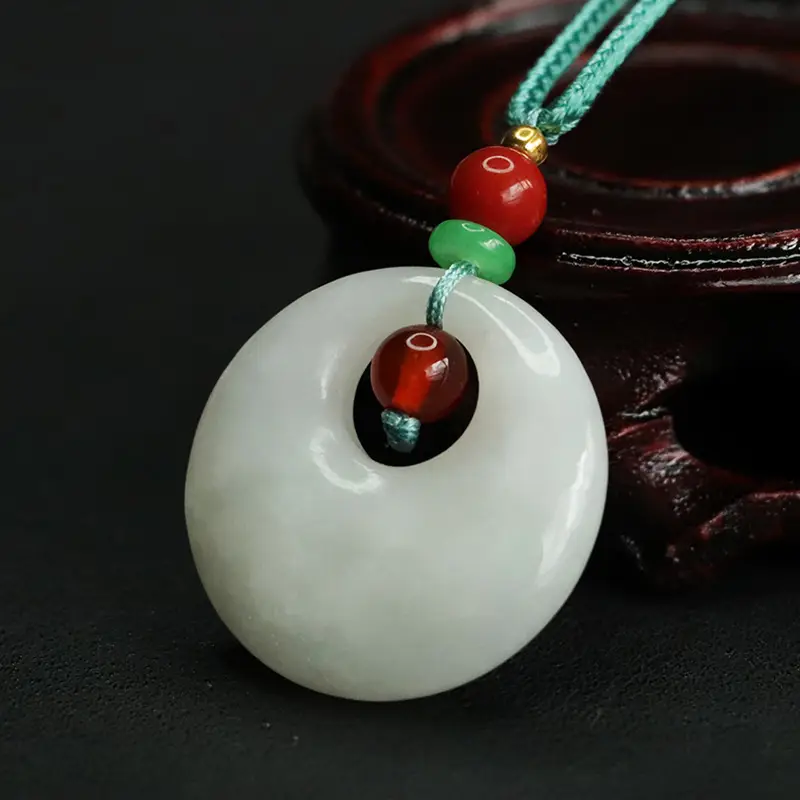 White Jade Princess Pendant Necklace with Red Agate - Image 4