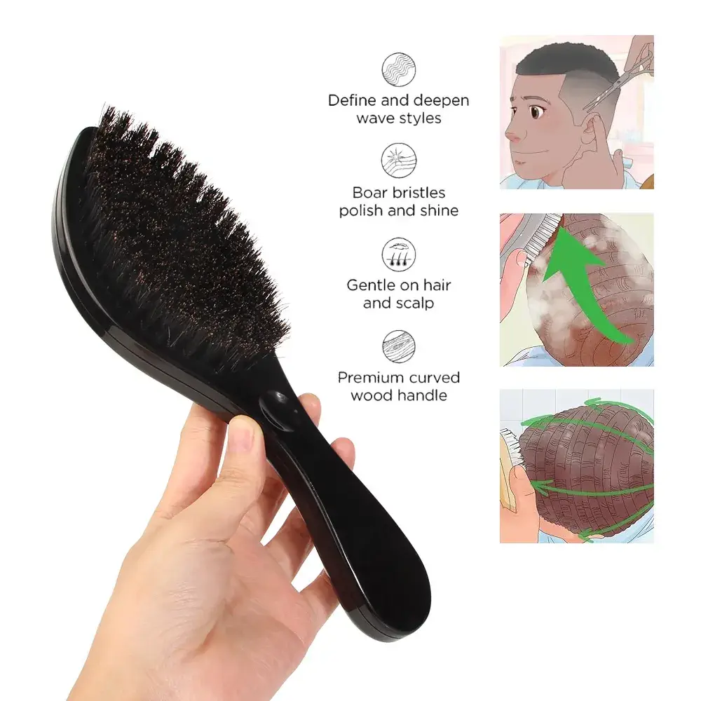 Pink Curved Beard Brush for Men - Image 4